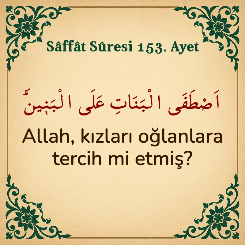 Saffat Suresi 153. Ayet Arapça ve Türkçe meali