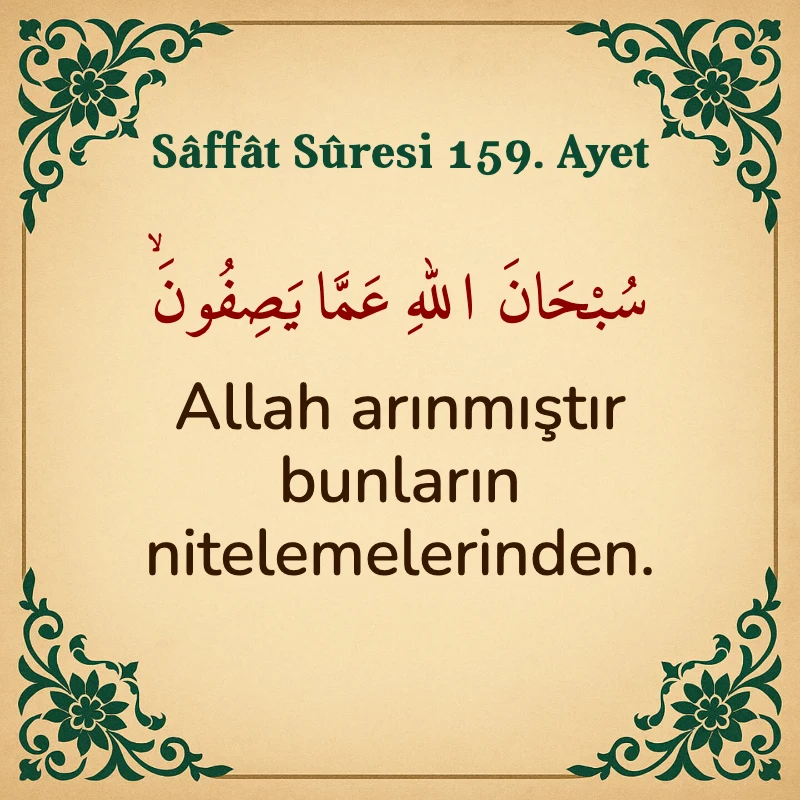 Saffat Suresi 159. Ayet Arapça ve Türkçe meali