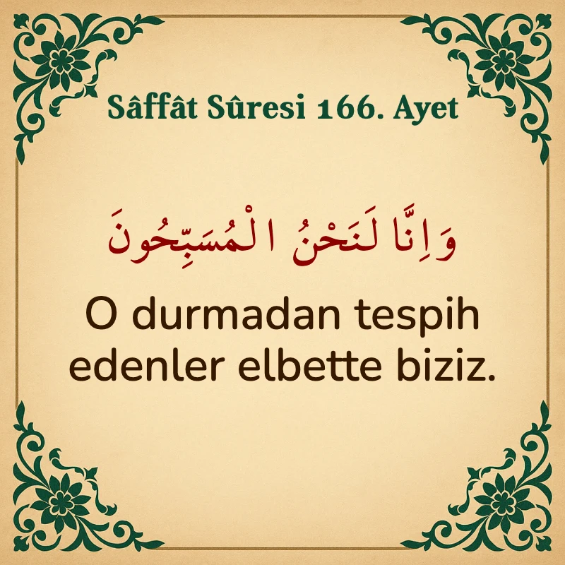 Saffat Suresi 166. Ayet Arapça ve Türkçe meali
