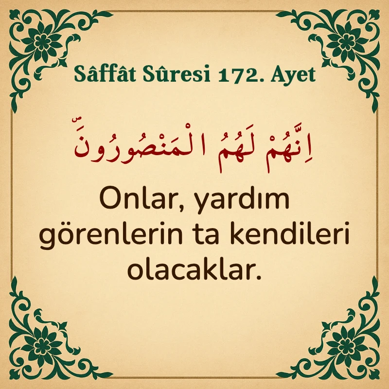 Saffat Suresi 172. Ayet Arapça ve Türkçe meali