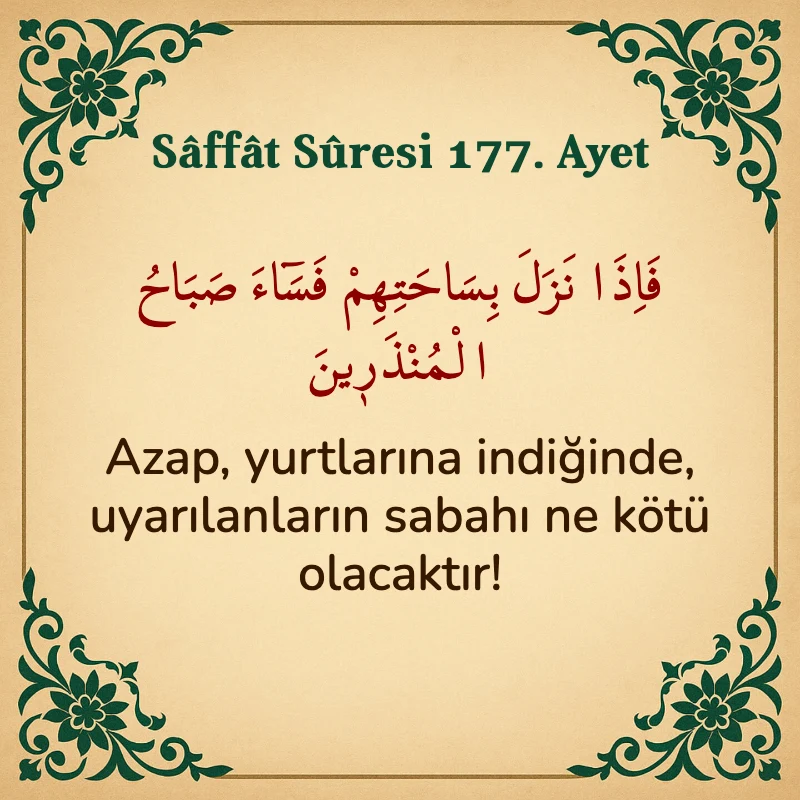 Saffat Suresi 177. Ayet Arapça ve Türkçe meali