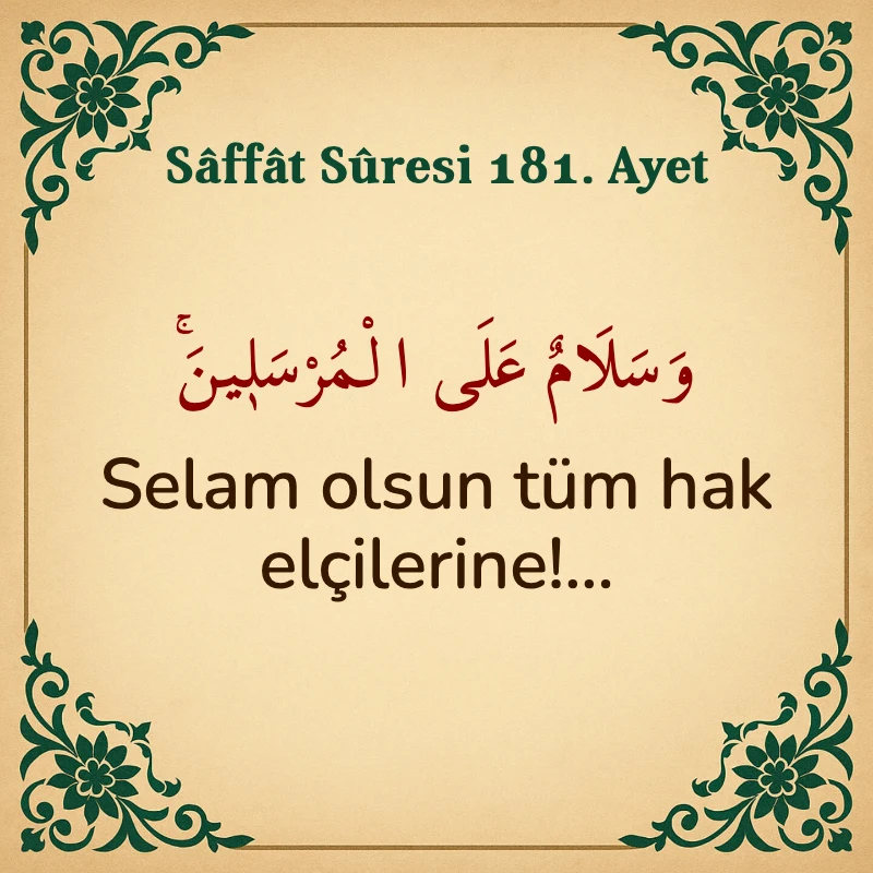 Saffat Suresi 181. Ayet Arapça ve Türkçe meali