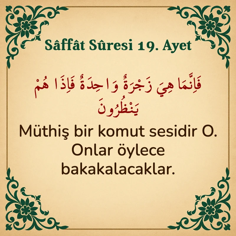 Saffat Suresi 19. Ayet Arapça ve Türkçe meali