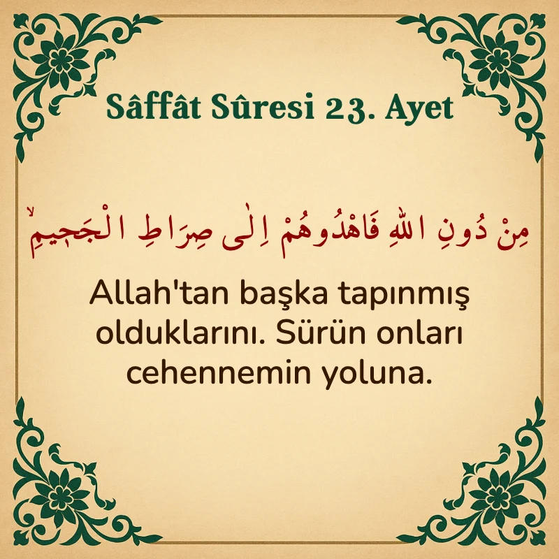 Saffat Suresi 23. Ayet Arapça ve Türkçe meali