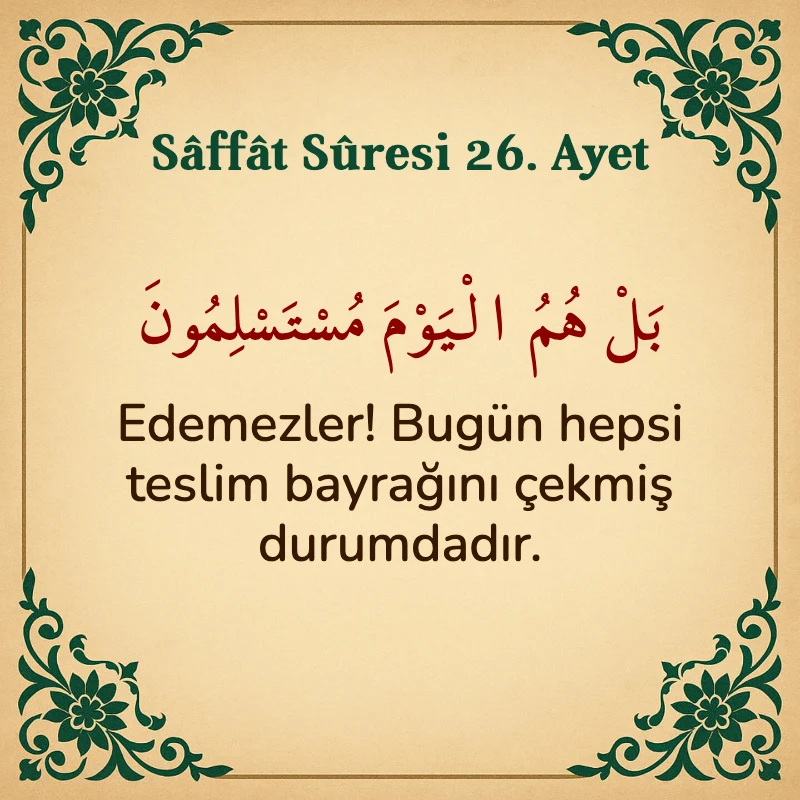 Saffat Suresi 26. Ayet Arapça ve Türkçe meali