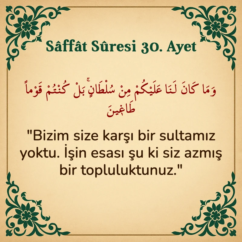 Saffat Suresi 30. Ayet Arapça ve Türkçe meali