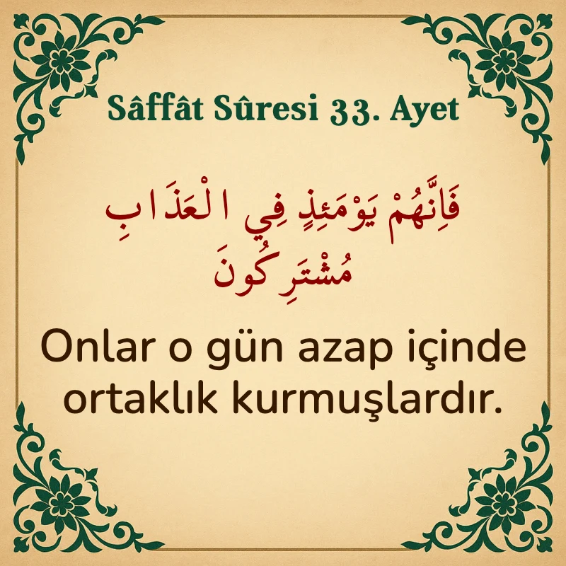Saffat Suresi 33. Ayet Arapça ve Türkçe meali