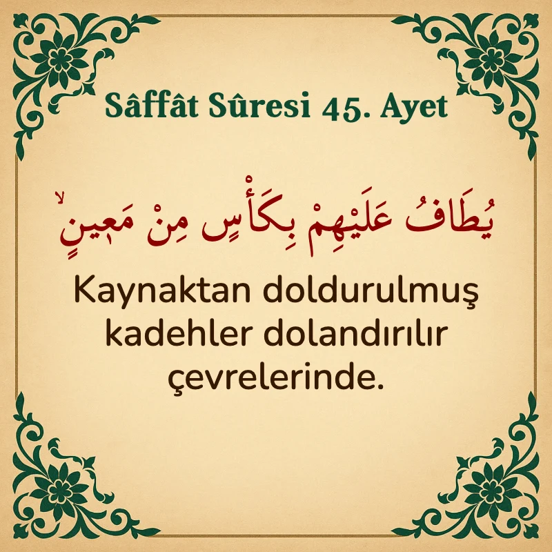 Saffat Suresi 45. Ayet Arapça ve Türkçe meali