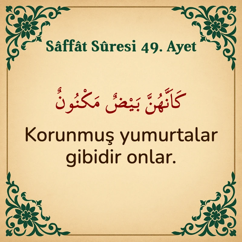 Saffat Suresi 49. Ayet Arapça ve Türkçe meali
