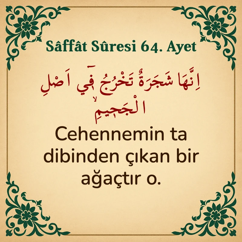Saffat Suresi 64. Ayet Arapça ve Türkçe meali
