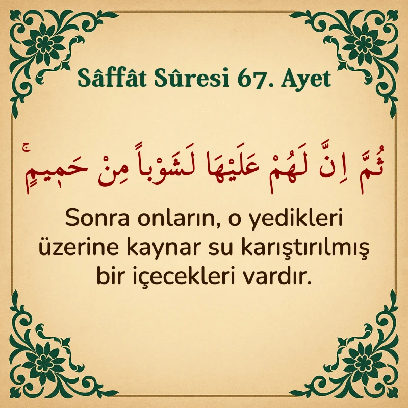 Saffat Suresi 67. Ayet Arapça ve Türkçe meali