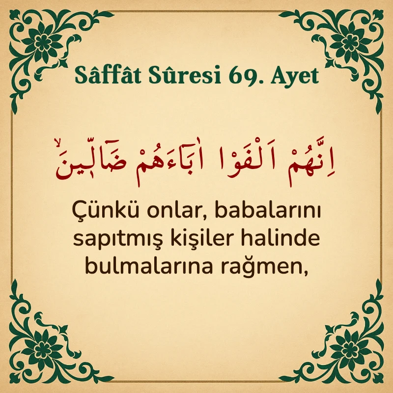 Saffat Suresi 69. Ayet Arapça ve Türkçe meali