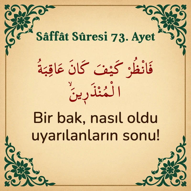 Saffat Suresi 73. Ayet Arapça ve Türkçe meali