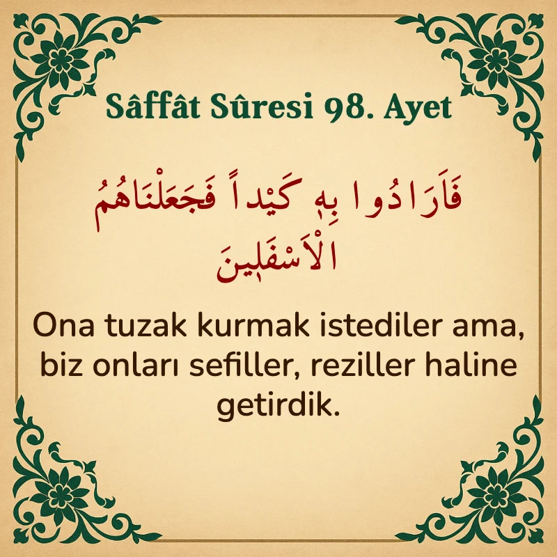 Saffat Suresi 98. Ayet Arapça ve Türkçe meali
