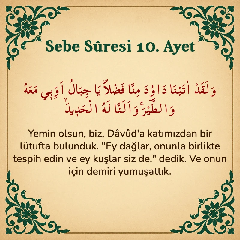 Sebe Suresi 10. Ayet Arapça ve Türkçe meali