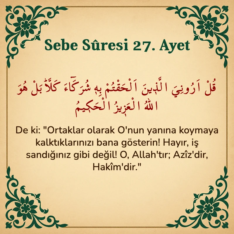 Sebe Suresi 27. Ayet Arapça ve Türkçe meali