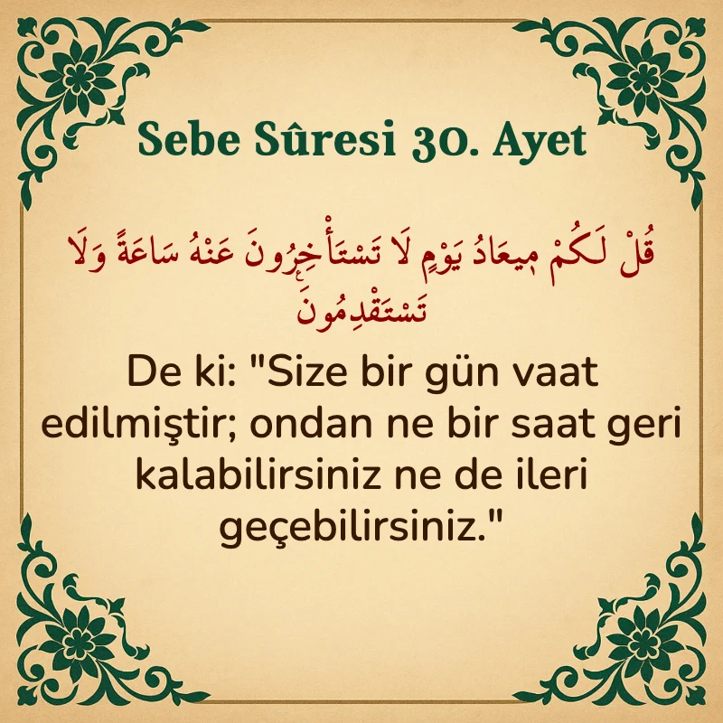 Sebe Suresi 30. Ayet Arapça ve Türkçe meali