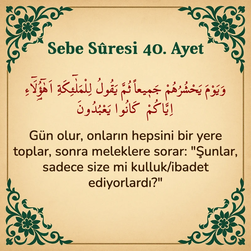 Sebe Suresi 40. Ayet Arapça ve Türkçe meali
