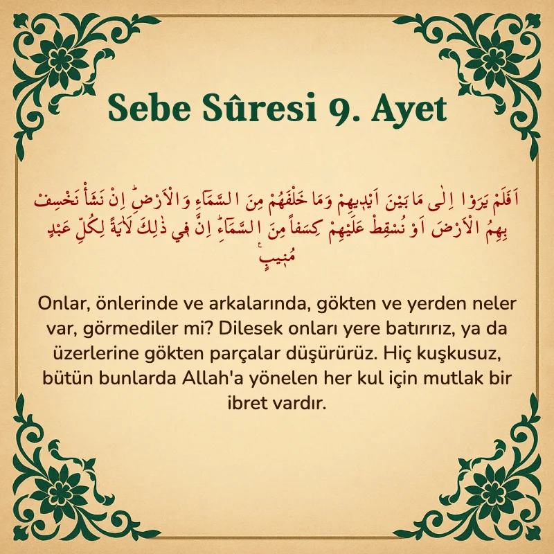 Sebe Suresi 9. Ayet Arapça ve Türkçe meali
