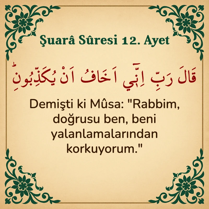 Şuara Suresi 12. Ayet Arapça ve Türkçe meali