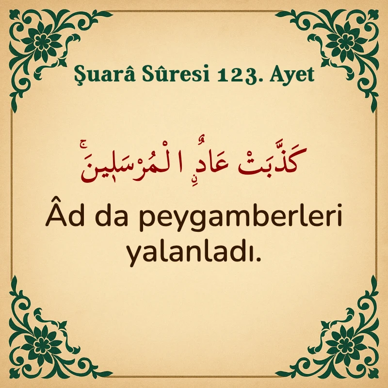 Şuara Suresi 123 Ayet Arapça ve Türkçe meali