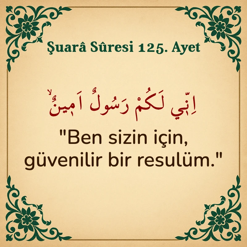 Şuara Suresi 125. Ayet Arapça ve Türkçe meali