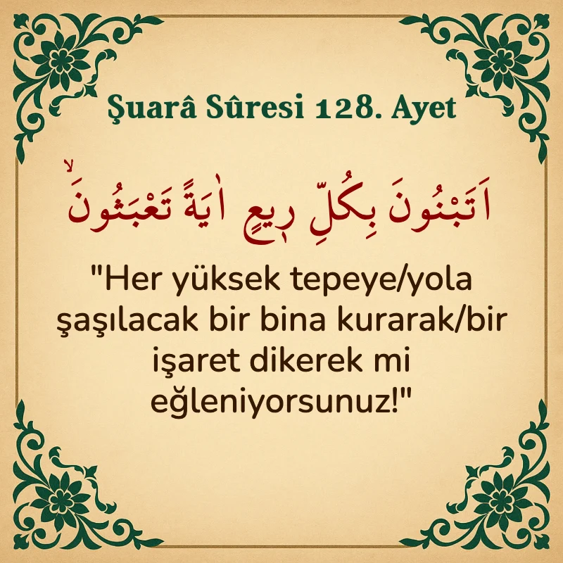Şuara Suresi 128. Ayet Arapça ve Türkçe meali