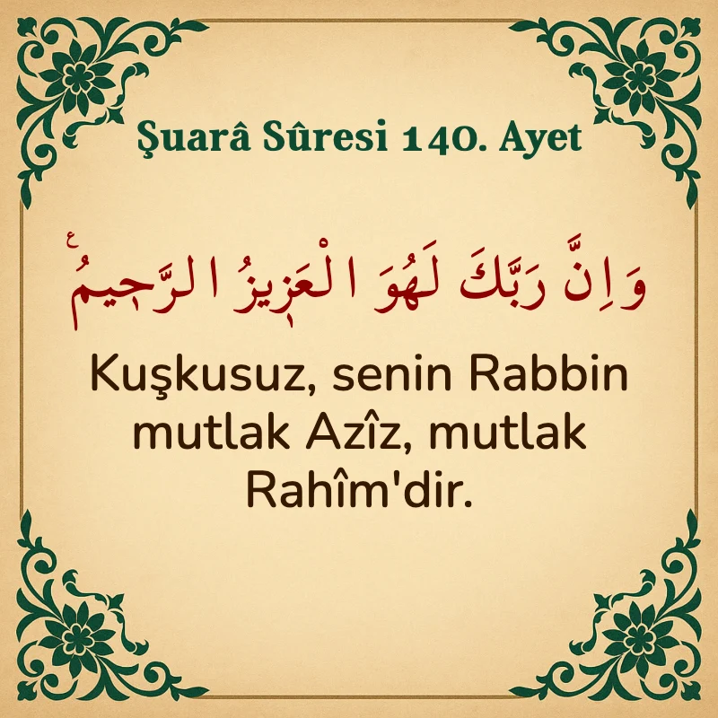 Şuara Suresi 140. Ayet Arapça ve Türkçe meali