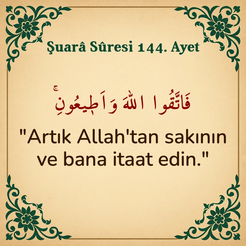 Şuara Suresi 144. Ayet Arapça ve Türkçe meali