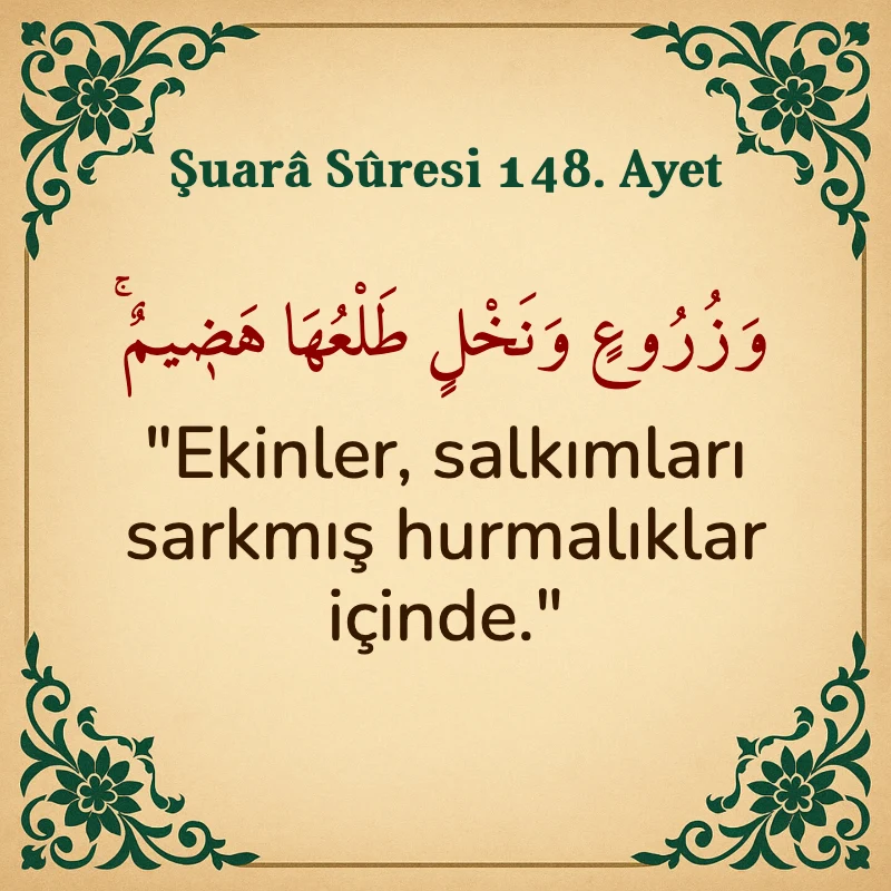 Şuara Suresi 148. Ayet Arapça ve Türkçe meali