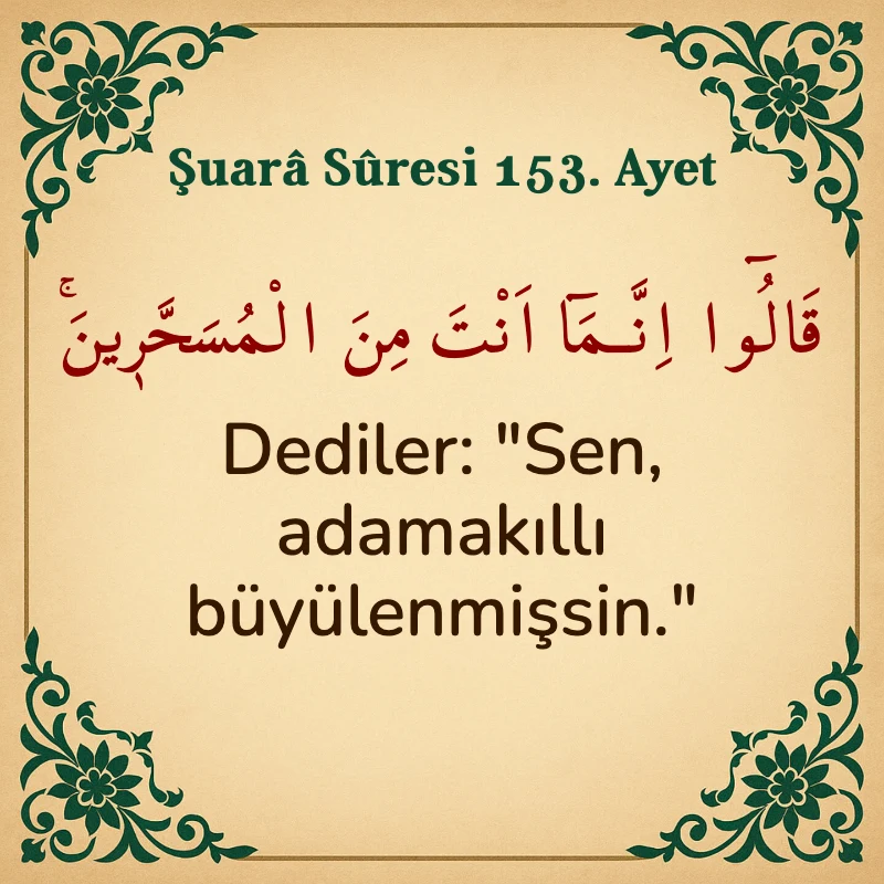 Şuara Suresi 153. Ayet Arapça ve Türkçe meali