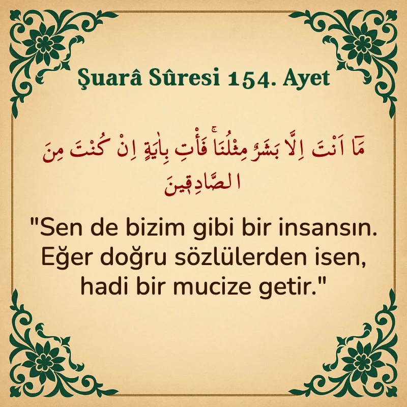 Şuara Suresi 154. Ayet Arapça ve Türkçe meali