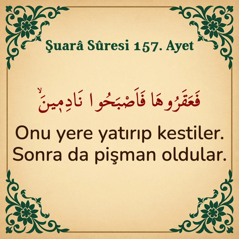 Şuara Suresi 157. Ayet Arapça ve Türkçe meali