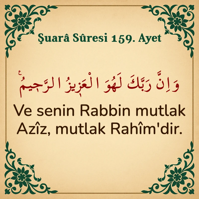 Şuara Suresi 159. Ayet Arapça ve Türkçe meali