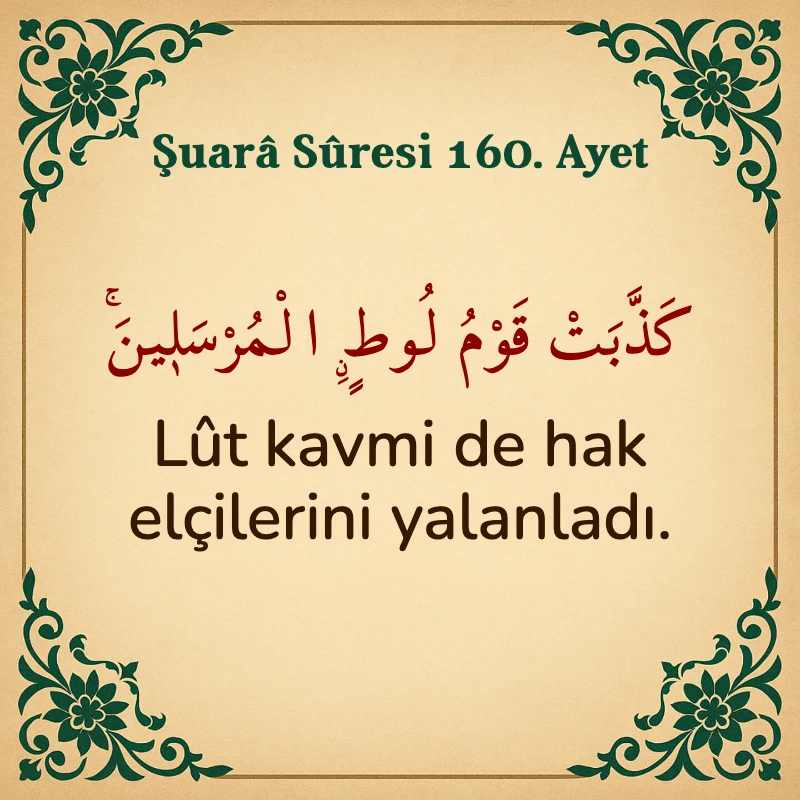 Şuara Suresi 160. Ayet Arapça ve Türkçe meali