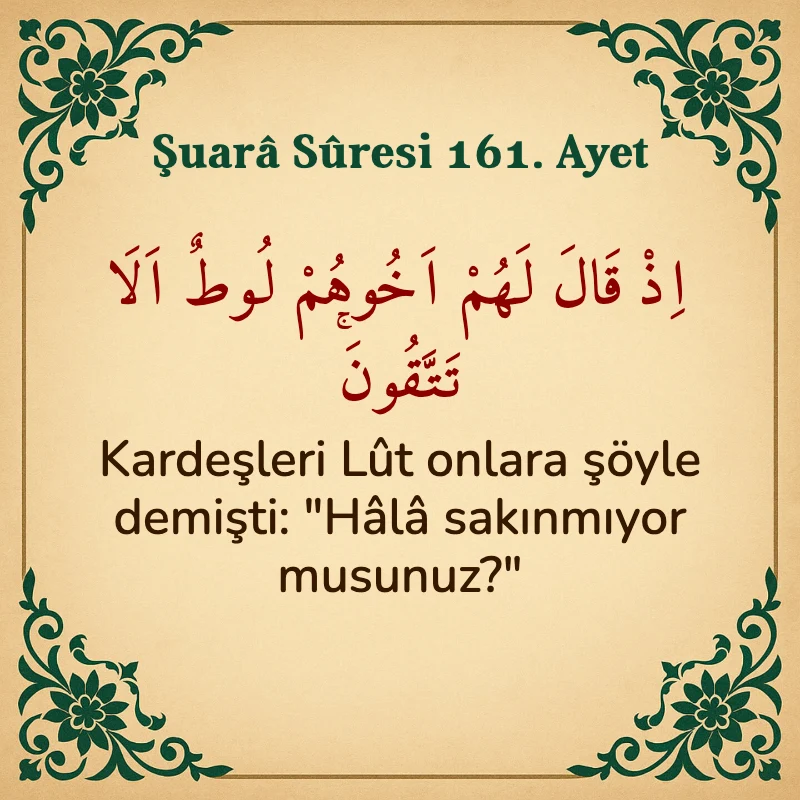 Şuara Suresi 161. Ayet Arapça ve Türkçe meali