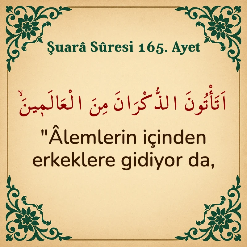 Şuara Suresi 165. Ayet Arapça ve Türkçe meali