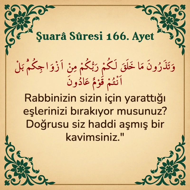 Şuara Suresi 166. Ayet Arapça ve Türkçe meali