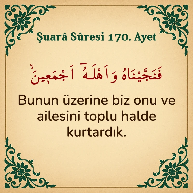 Şuara Suresi 170. Ayet Arapça ve Türkçe meali