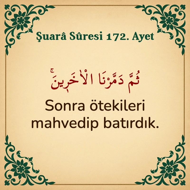 Şuara Suresi 172. Ayet Arapça ve Türkçe meali