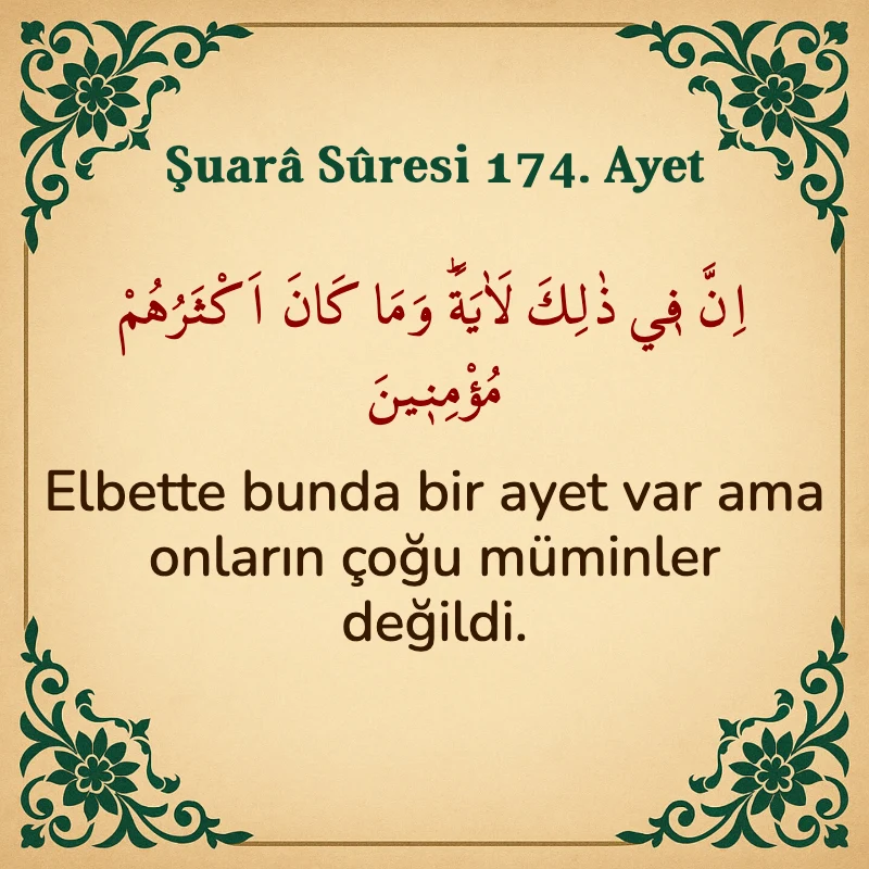 Şuara Suresi 174. Ayet Arapça ve Türkçe meali