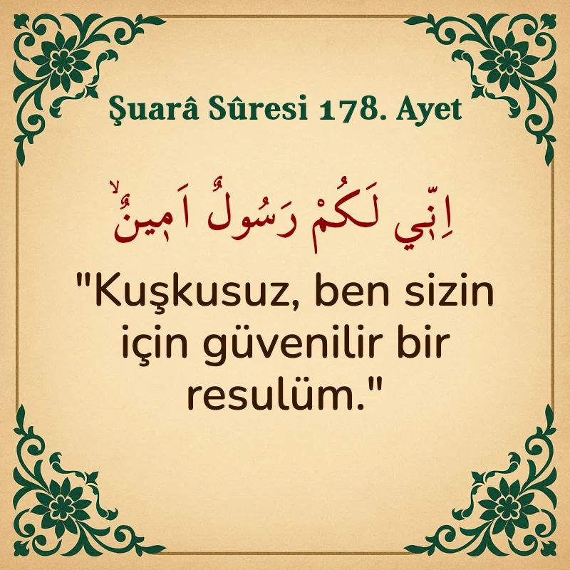 Şuara Suresi 178. Ayet Arapça ve Türkçe meali