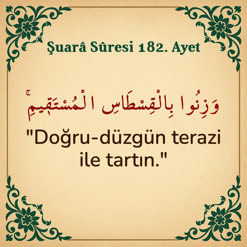 Şuara Suresi 182. Ayet Arapça ve Türkçe meali