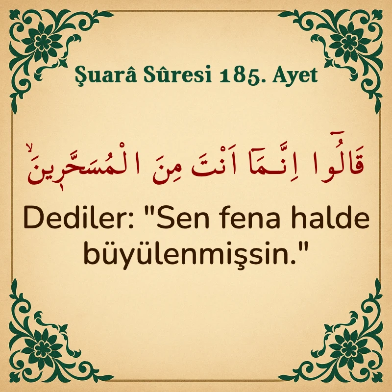 Şuara Suresi 185. Ayet Arapça ve Türkçe meali