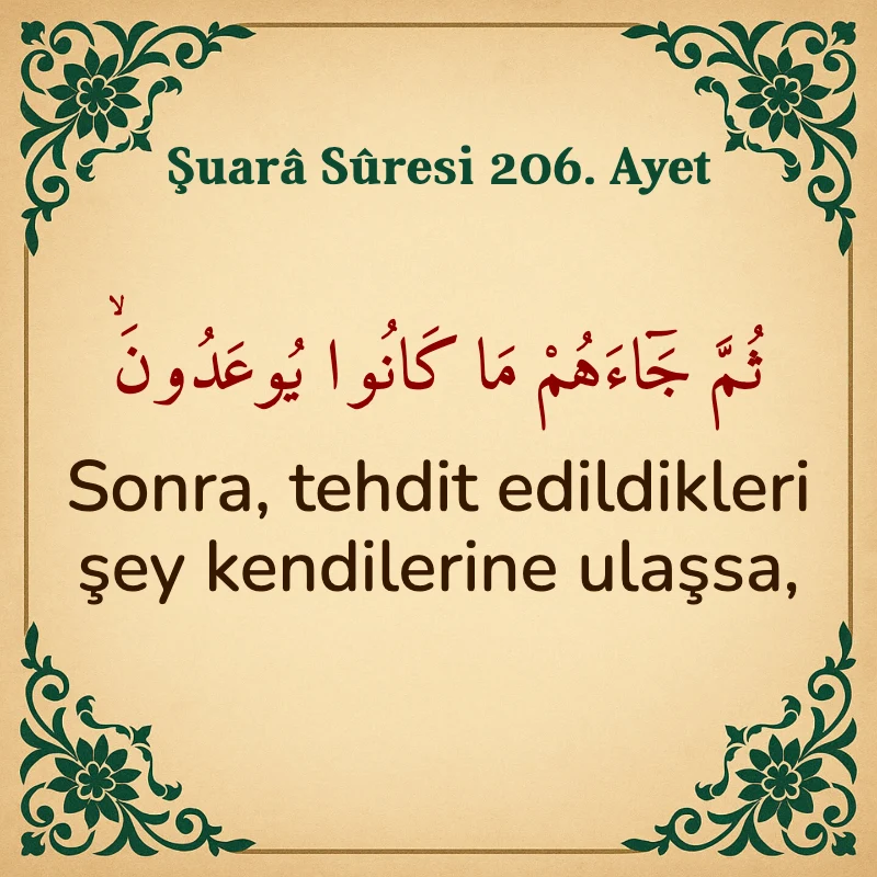 Şuara Suresi 206. Ayet Arapça ve Türkçe meali