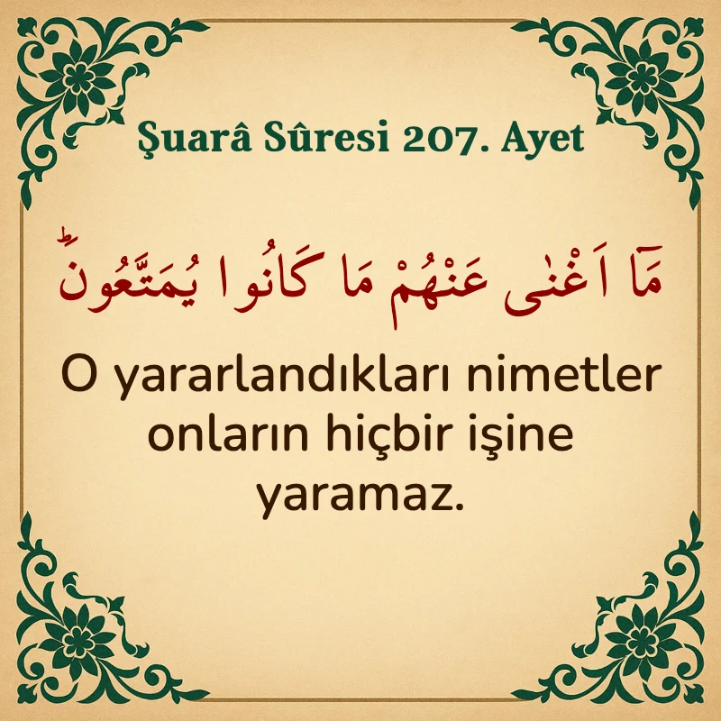 Şuara Suresi 207. Ayet Arapça ve Türkçe meali