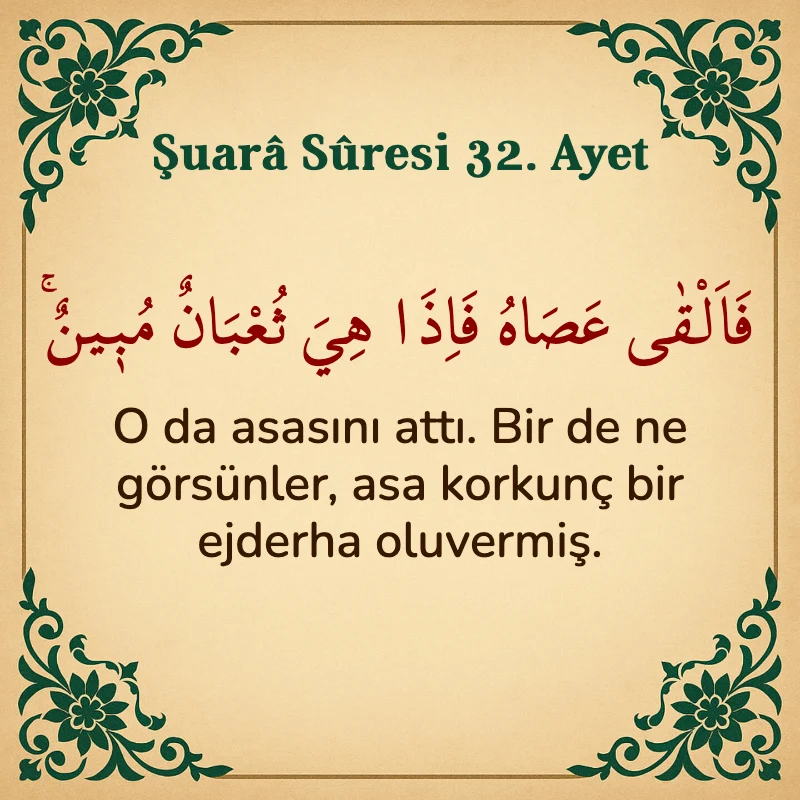 Şuara Suresi 32. Ayet Arapça ve Türkçe meali