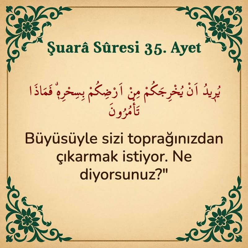 Şuara Suresi 35. Ayet Arapça ve Türkçe meali