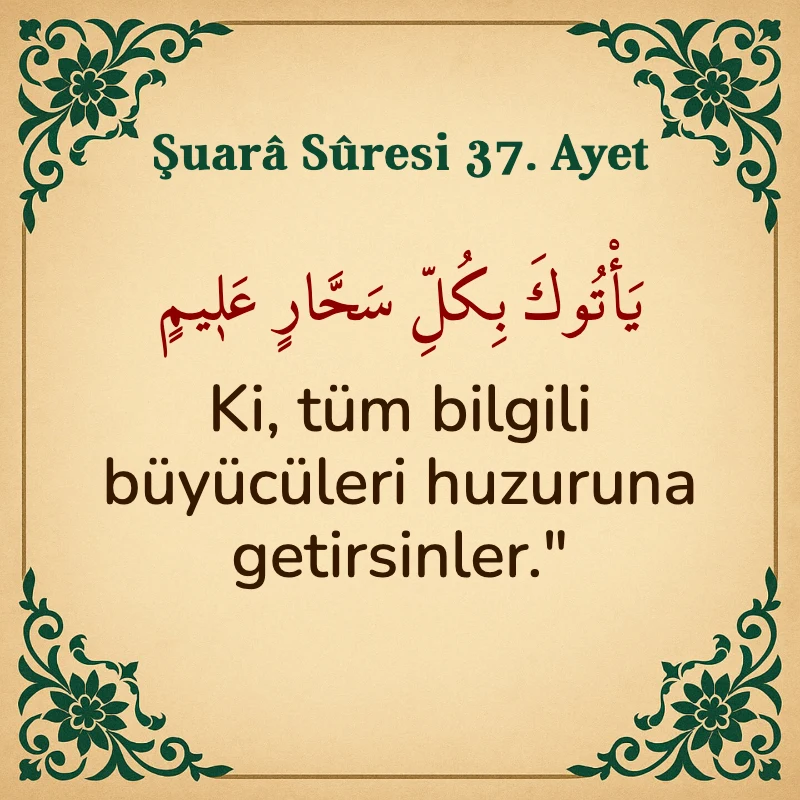 Şuara Suresi 37. Ayet Arapça ve Türkçe meali