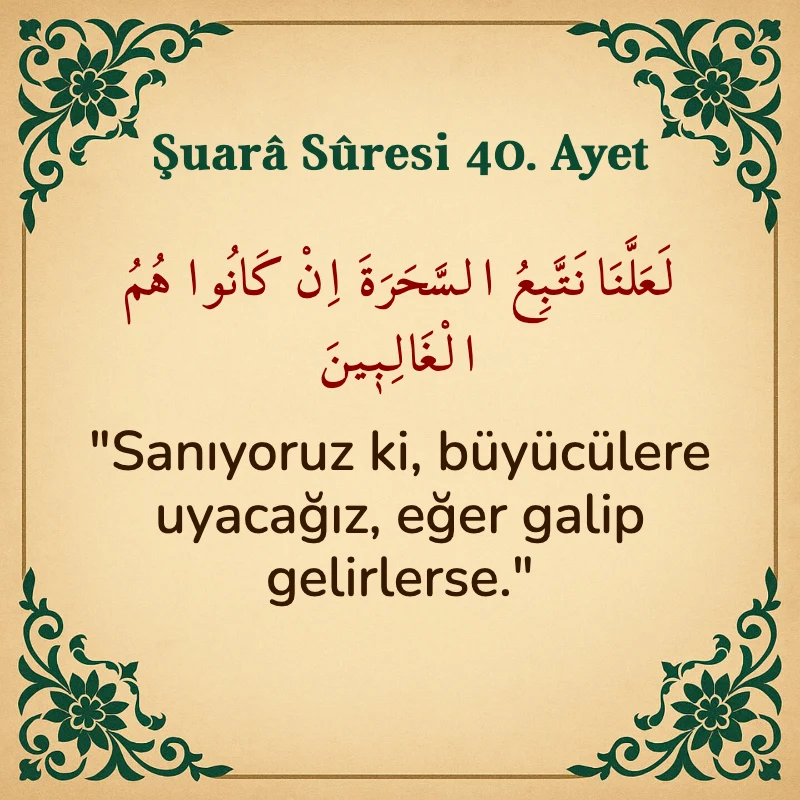 Şuara Suresi 40. Ayet Arapça ve Türkçe meali